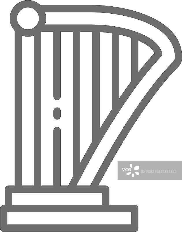竖琴里拉琴乐器线条图标图片素材