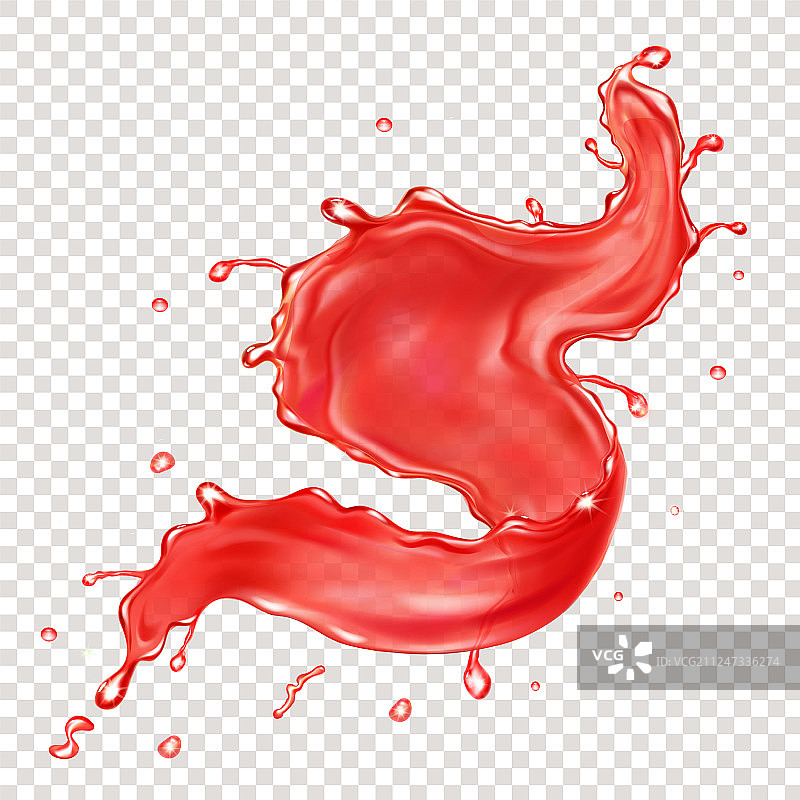 逼真的透明红色液体飞溅图片素材