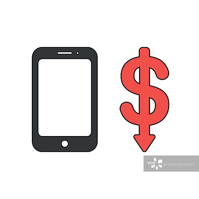 带美元符号的智能手机图标概念图片素材