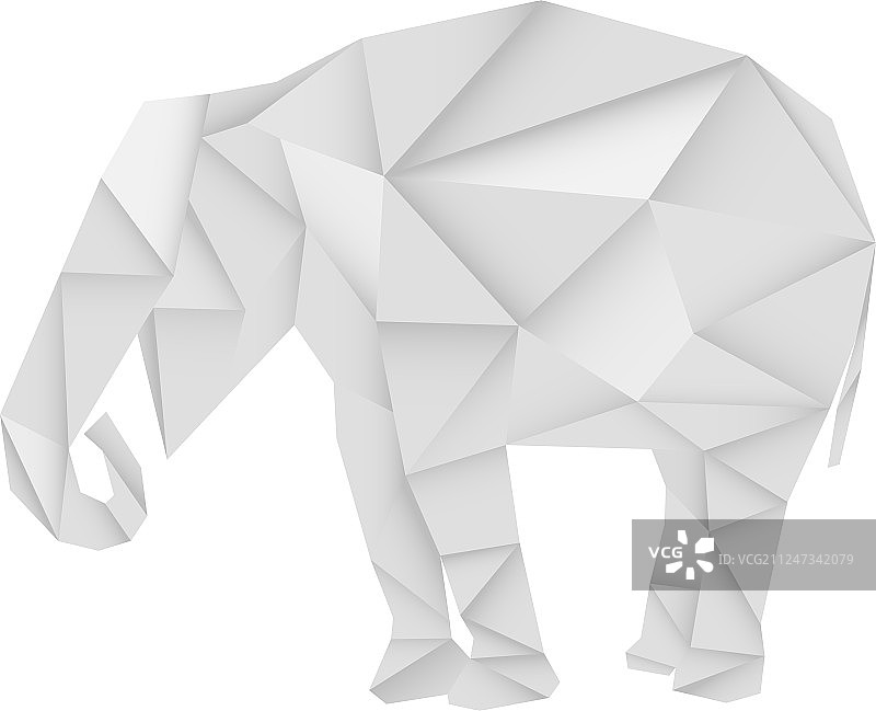 白色多边形大象纸模型图片素材