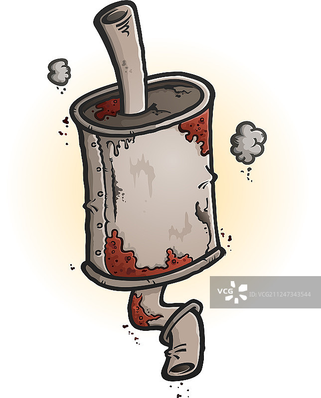 旧生锈的消音器卡通图片素材