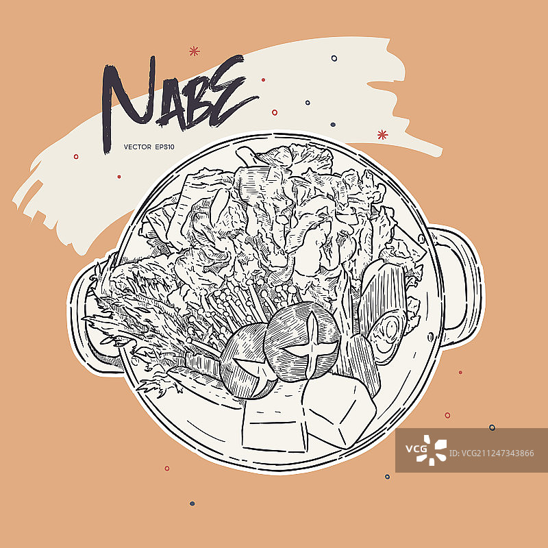 日式火锅手绘草图图片素材