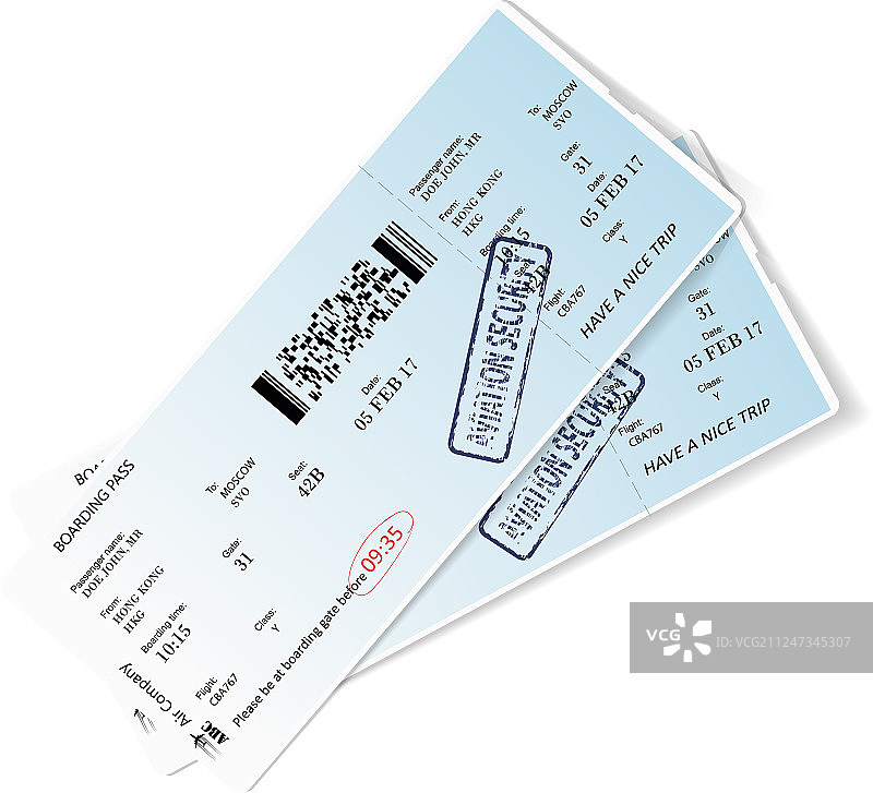 蓝色航空公司登机牌图片素材