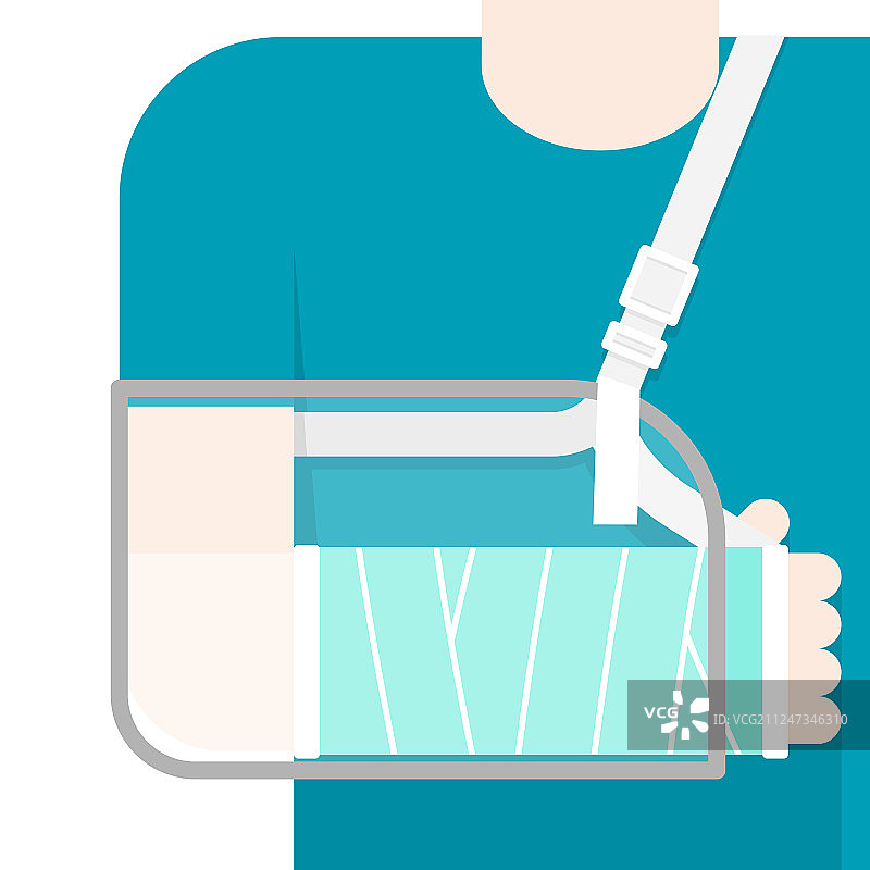 手臂骨折的扁平人物特写图片素材