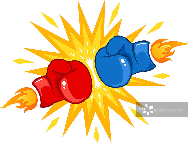 带火焰的红蓝色手套图片素材