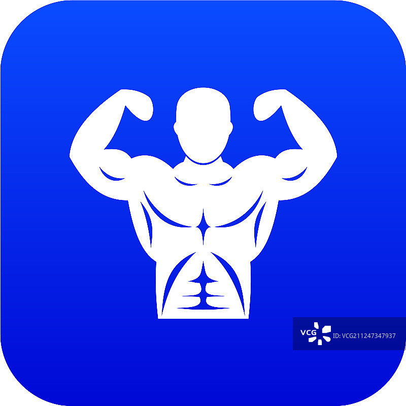 健壮男人躯干图标（蓝色数字风格）图片素材