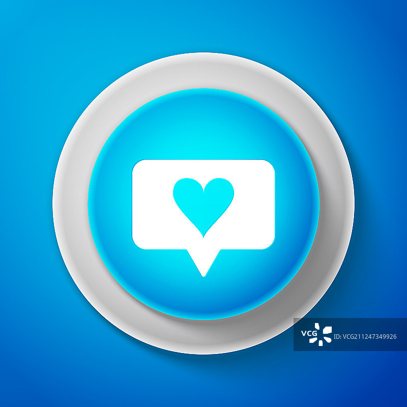 蓝色背景上的白色点赞和爱心图标图片素材