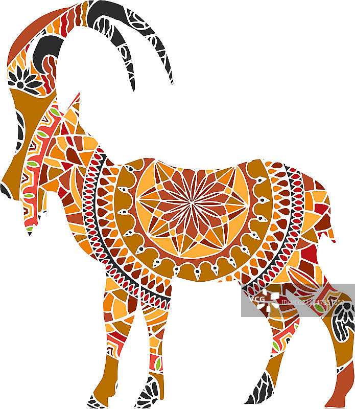 民族风装饰性野生山羊图案图片素材