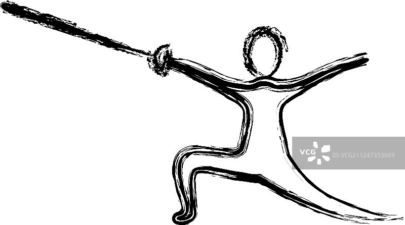 练习击剑的人的轮廓图片素材