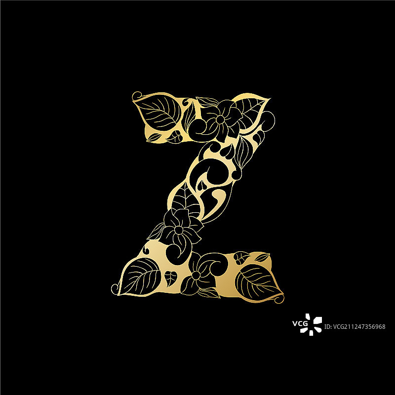金色装饰字母Z图片素材