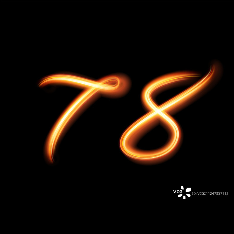 发光的数字七和八手势图片素材