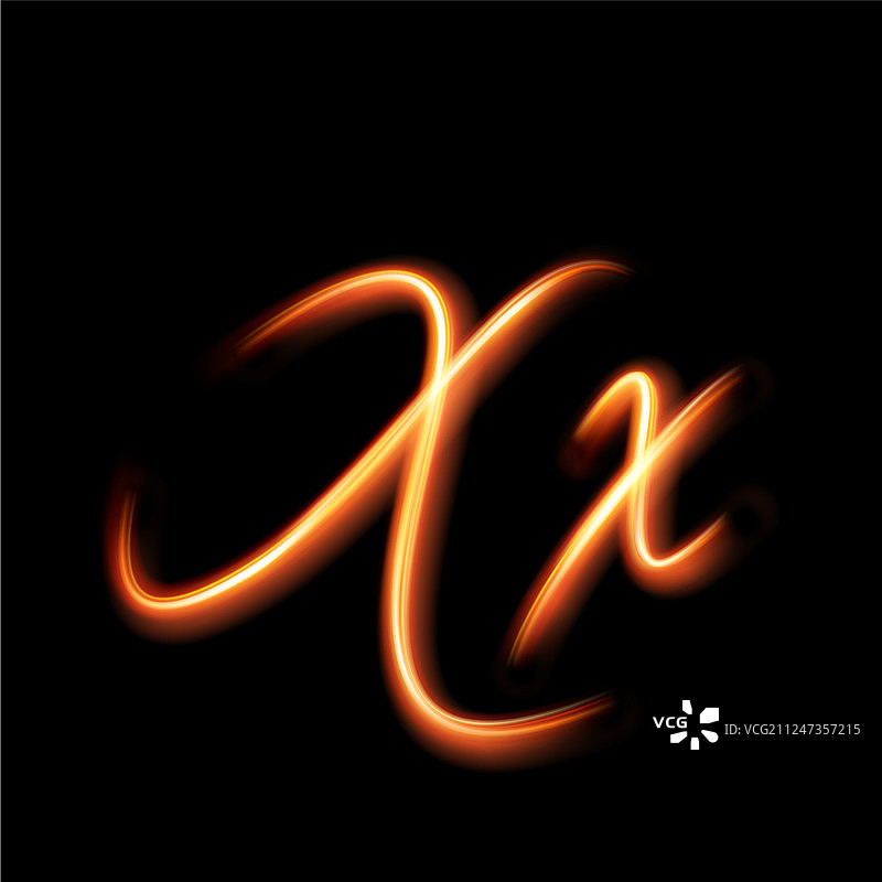 发光字母X手绘灯光图片素材
