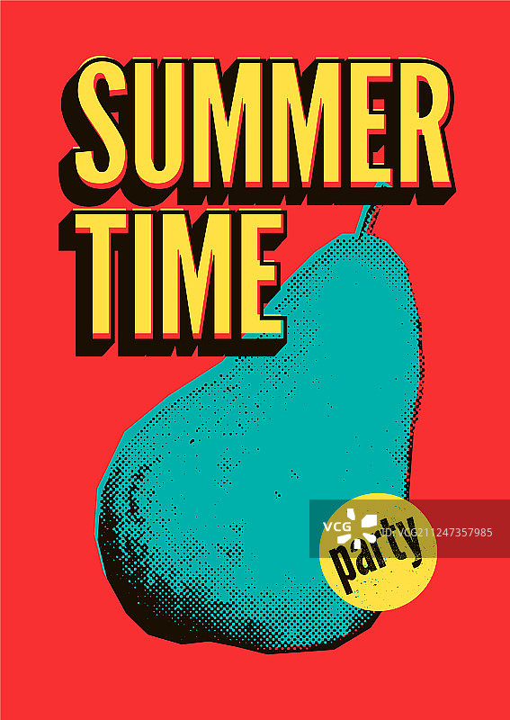 夏季时光派对Grunge复古波普艺术海报图片素材