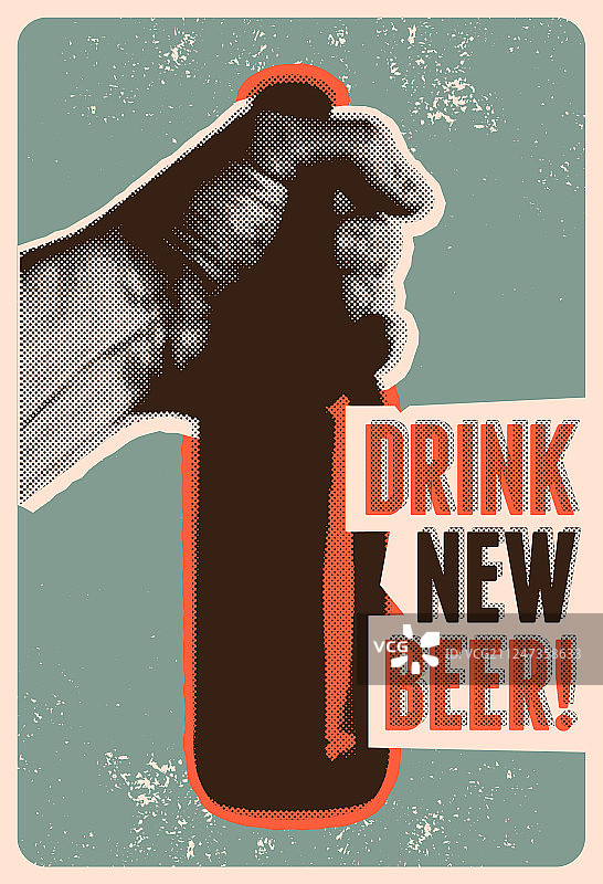 复古垃圾风格啤酒海报排版图片素材