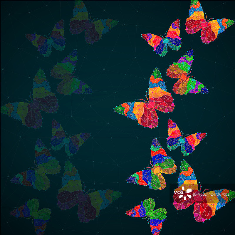 带有彩色蝴蝶的抽象背景图片素材