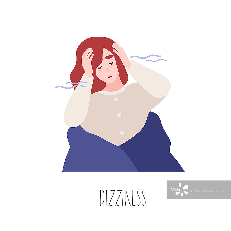 感到头晕的可爱年轻女子肖像图片素材