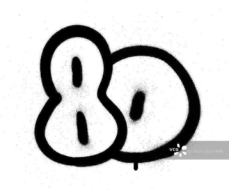 黑色涂鸦数字80图片素材