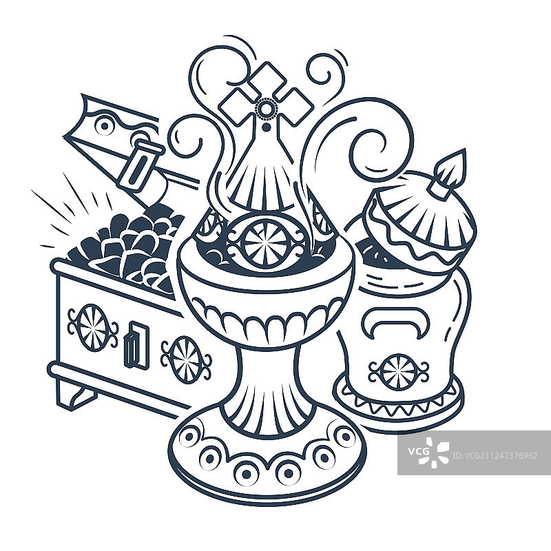 黑白传统法师祭品图片素材