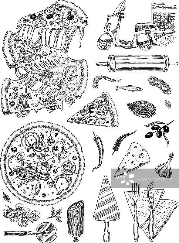 美味意式素食披萨组合图片素材