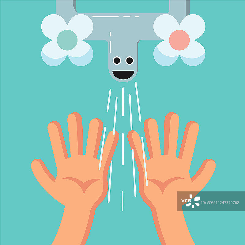 微笑的可爱小孩洗手的习惯图片素材