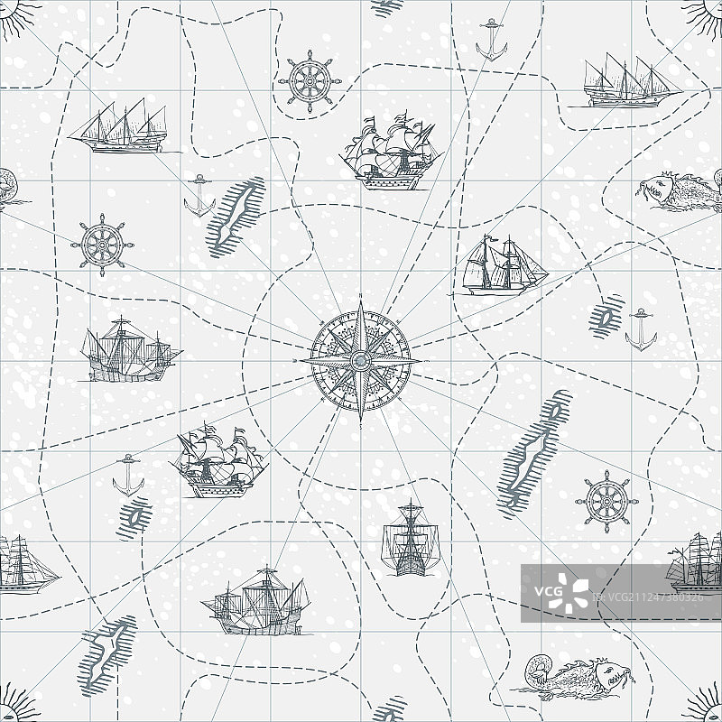 旅行主题复古无缝背景图片素材