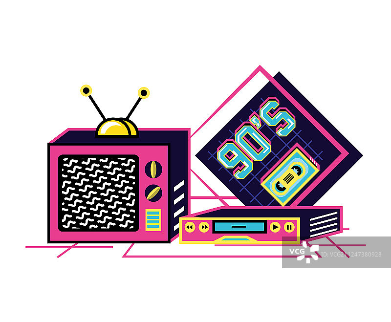 90年代复古VHS电视机图片素材