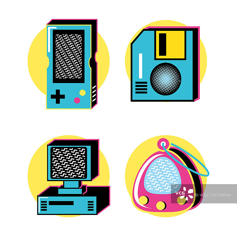 九十年代复古图标集图片素材
