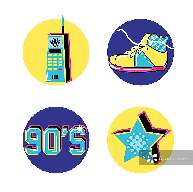 九十年代复古图标集图片素材