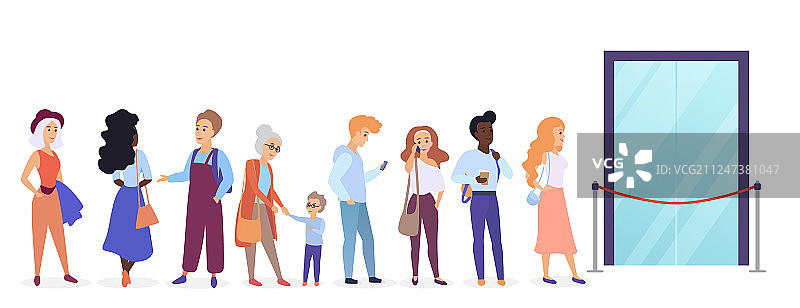 人们在商店前排队图片素材