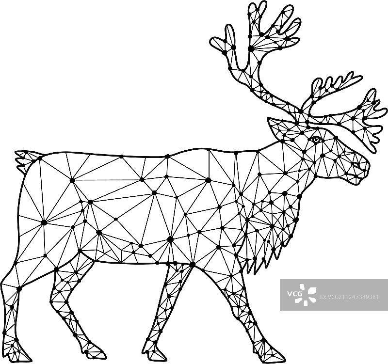 黑白驯鹿侧面节点图片素材