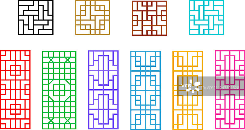 中式方格窗花图案图片素材