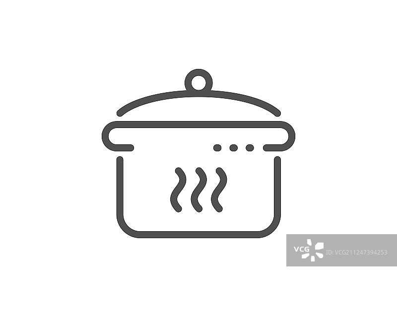 煮锅线条图标，烹饪食物标志图片素材