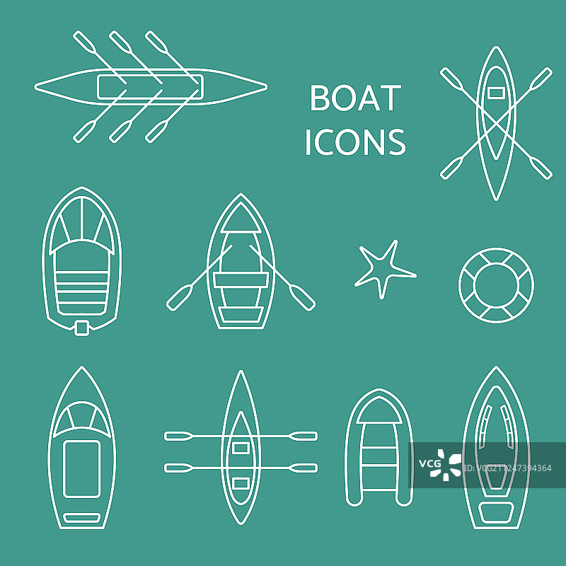 船图标轮廓合集图片素材