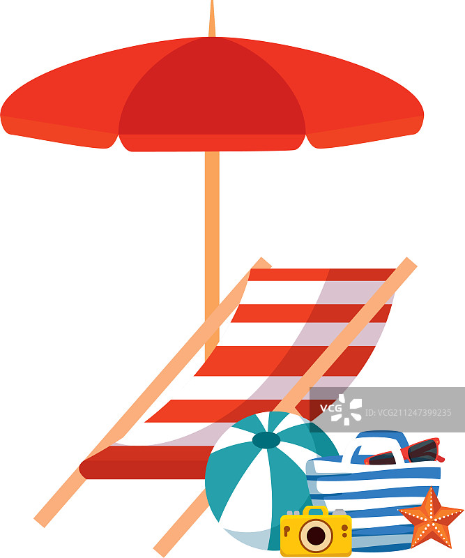带有雨伞和夏季图标的沙滩包图片素材