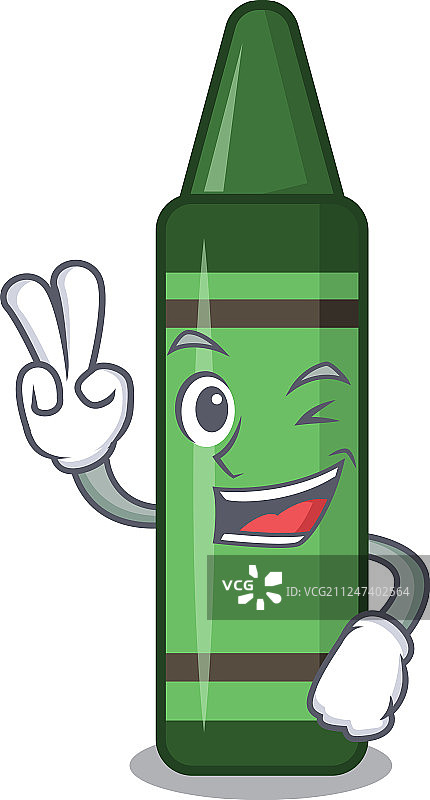 卡通风格的绿色蜡笔图片素材