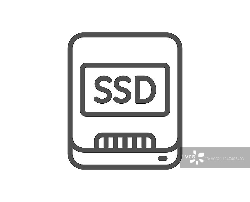 SSD线性图标，计算机内存组件符号图片素材