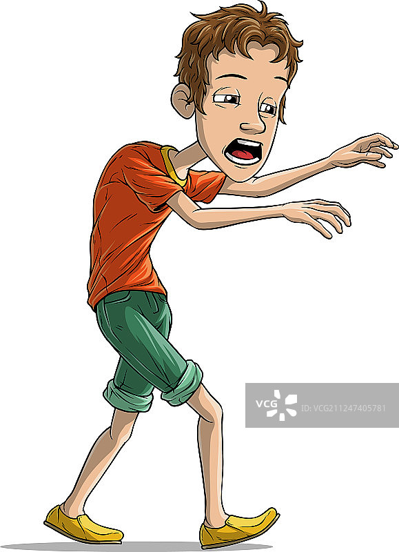 卡通走路疲惫的男孩角色图片素材