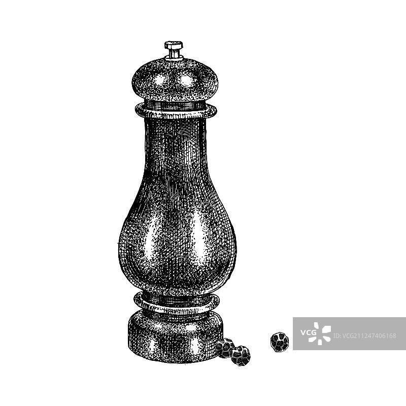 手绘胡椒研磨器图片素材