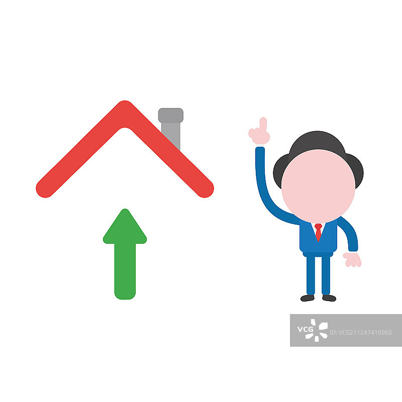 用箭头向上指的商务男人图片素材