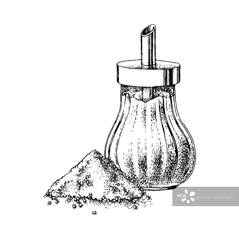 手绘糖罐和糖堆图片素材