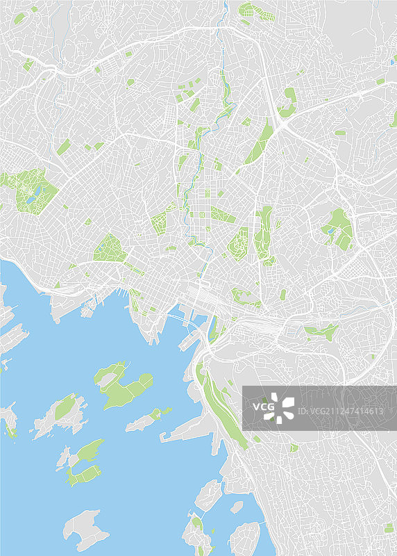 奥斯陆彩色详细城市地图图片素材
