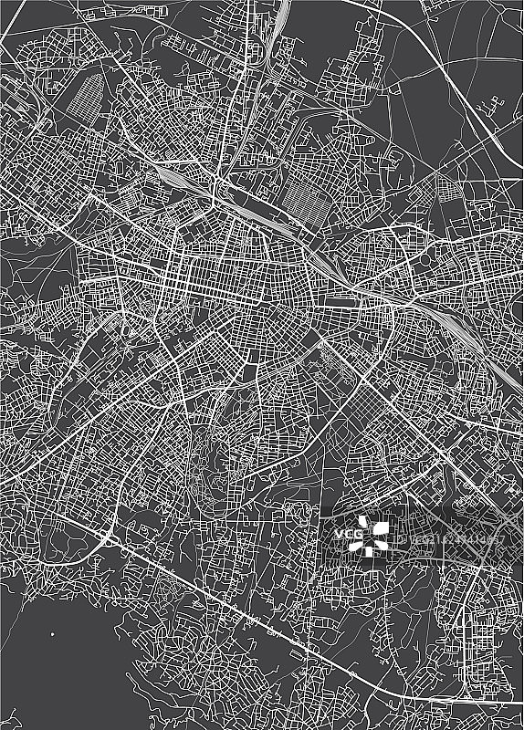 索非亚城市地图单色详细规划图片素材