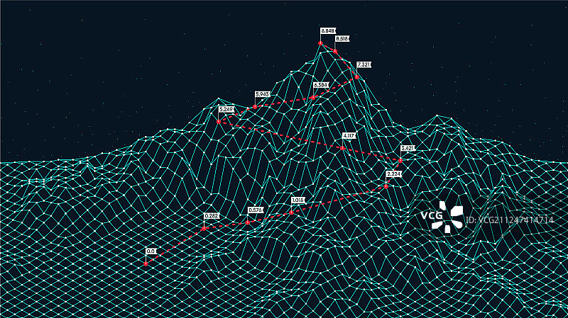 网络空间网格3D技术线框景观图片素材