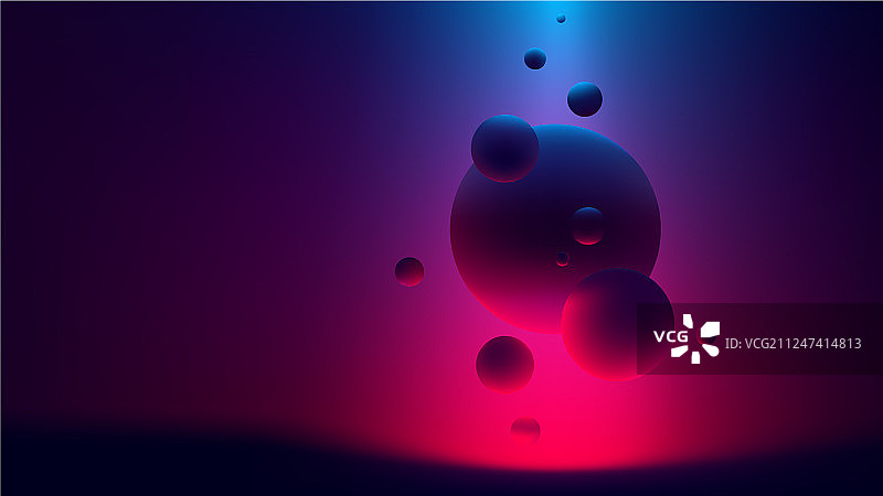 紫外线背景上飞翔的球体图片素材