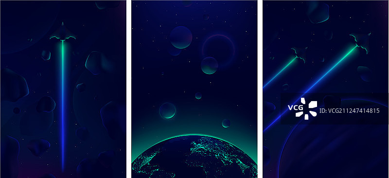 陨石深空中飞行的宇宙飞船图片素材