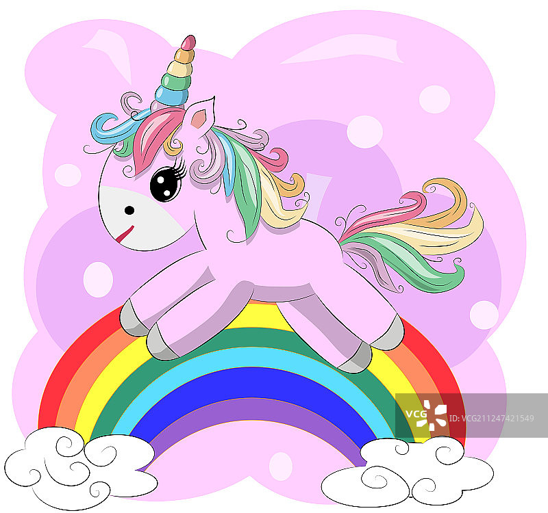 空地上可爱的小粉红卡通独角兽图片素材