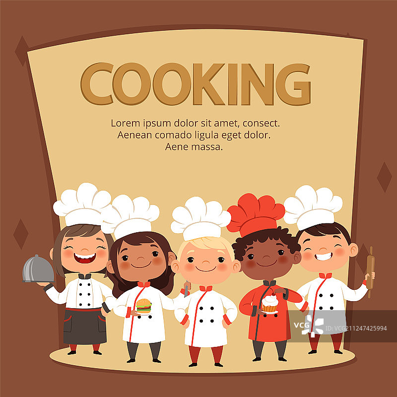 儿童角色准备食物儿童厨师图片素材