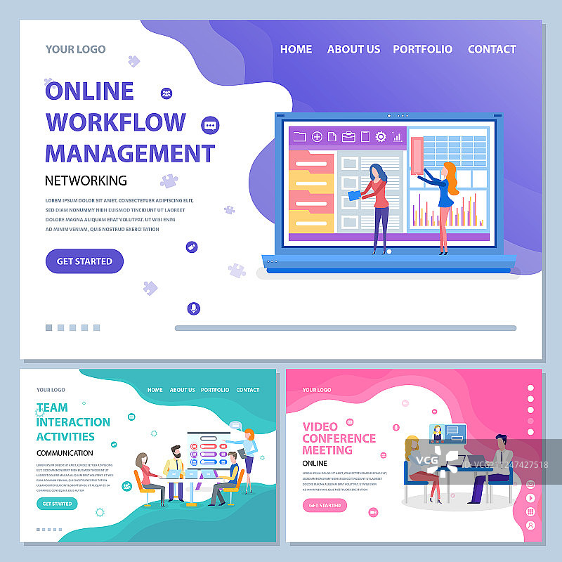 在线工作流程管理和会议网络图片素材
