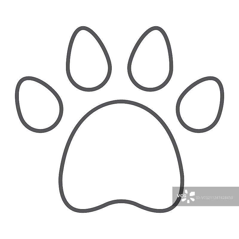 动物脚印细线图标：宠物与痕迹图片素材