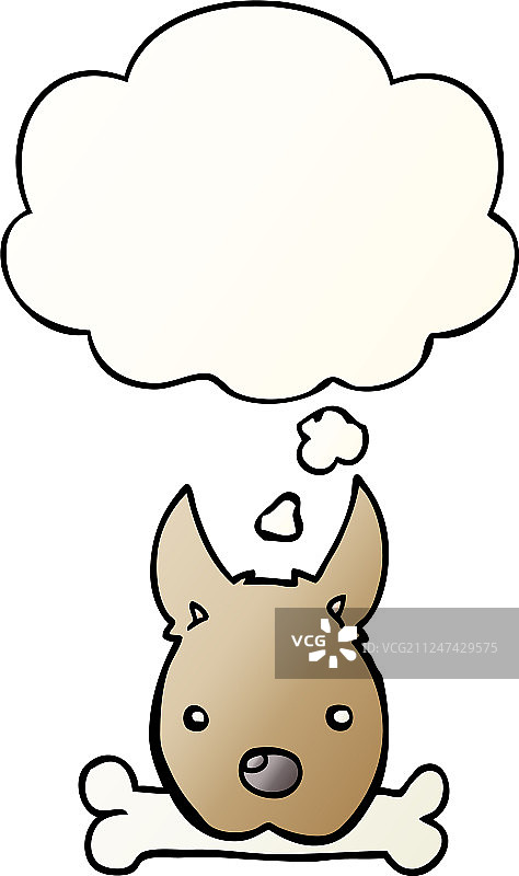 带有骨头和想法泡泡的卡通小狗图片素材